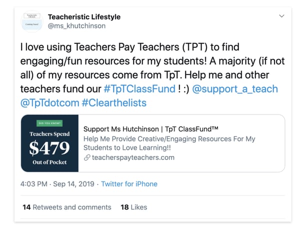 social media post with social listening data