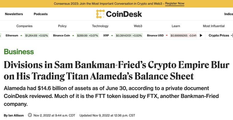 Image 2.2 - Screenshot of Coindesk Article