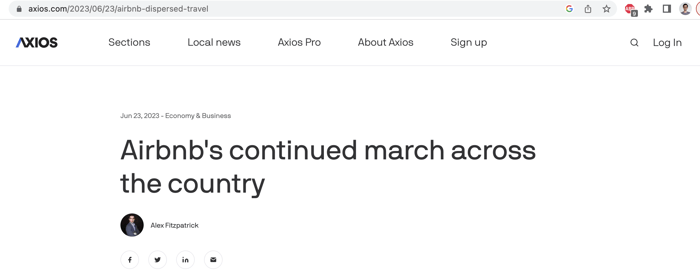 Screenshot of Axios article