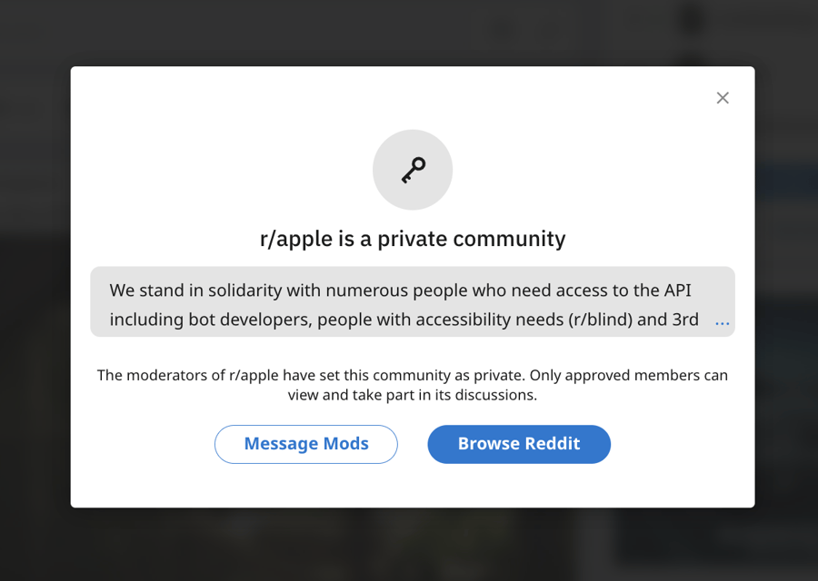 Screenshot of r/apple, a subreddit with millions of subscribers
