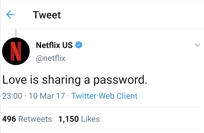 Image 2b - Netflix'sLove is sharing a password screenshot