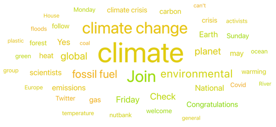Source interests for Environmentalist persona and they are climate and climate change