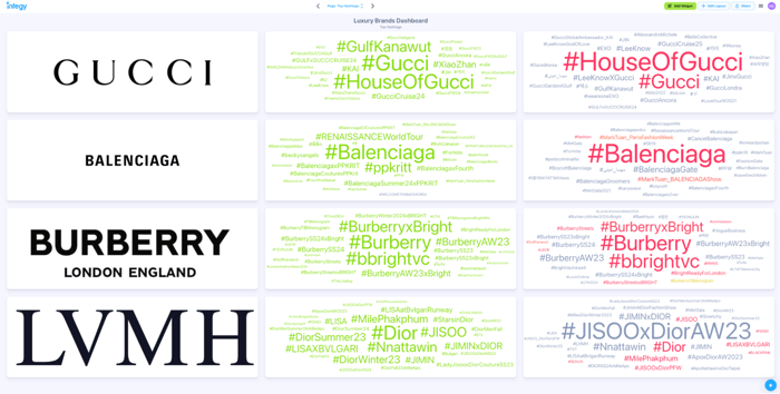Figure 5: Branded hashtags our four luxury brands (August 2021 through August 2024); Infegy Social Dataset.