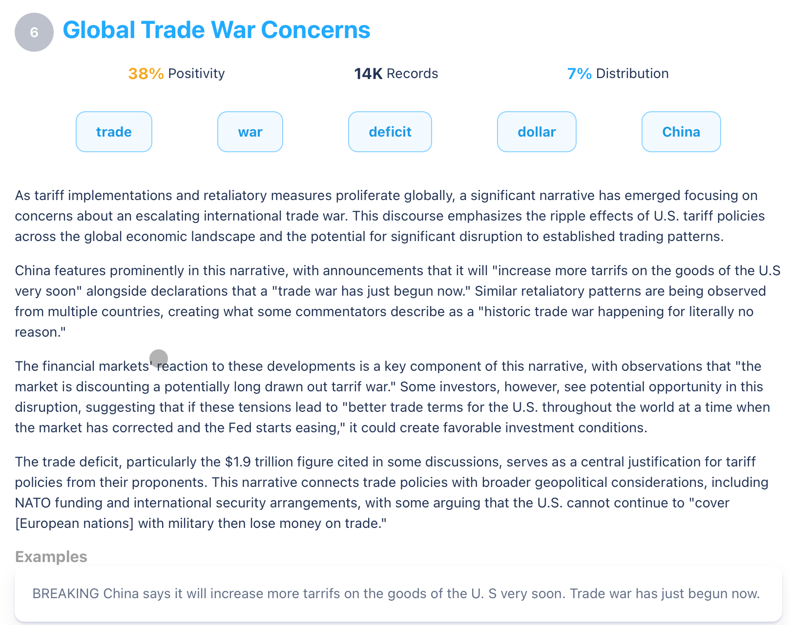 Figure 7: AI-Derived Narrative Showing The Catalyst For Two Record-Breaking Days of Losses in US Stocks (January 1, 2024 through April 7, 2025); Infegy Social Dataset.