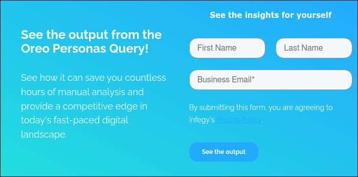 See the output from the&nbsp; Oreo Personas Query! See how it can save you countless hours of manual analysis and provide a competitive edge in today's fast-paced digital landscape. &nbsp;